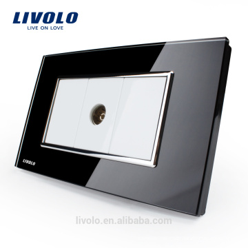 Hersteller Livolo Schwarz US-Norm Steckdose Kristallglas TV-Daten Steckdose Steckdose VL-C391V-82